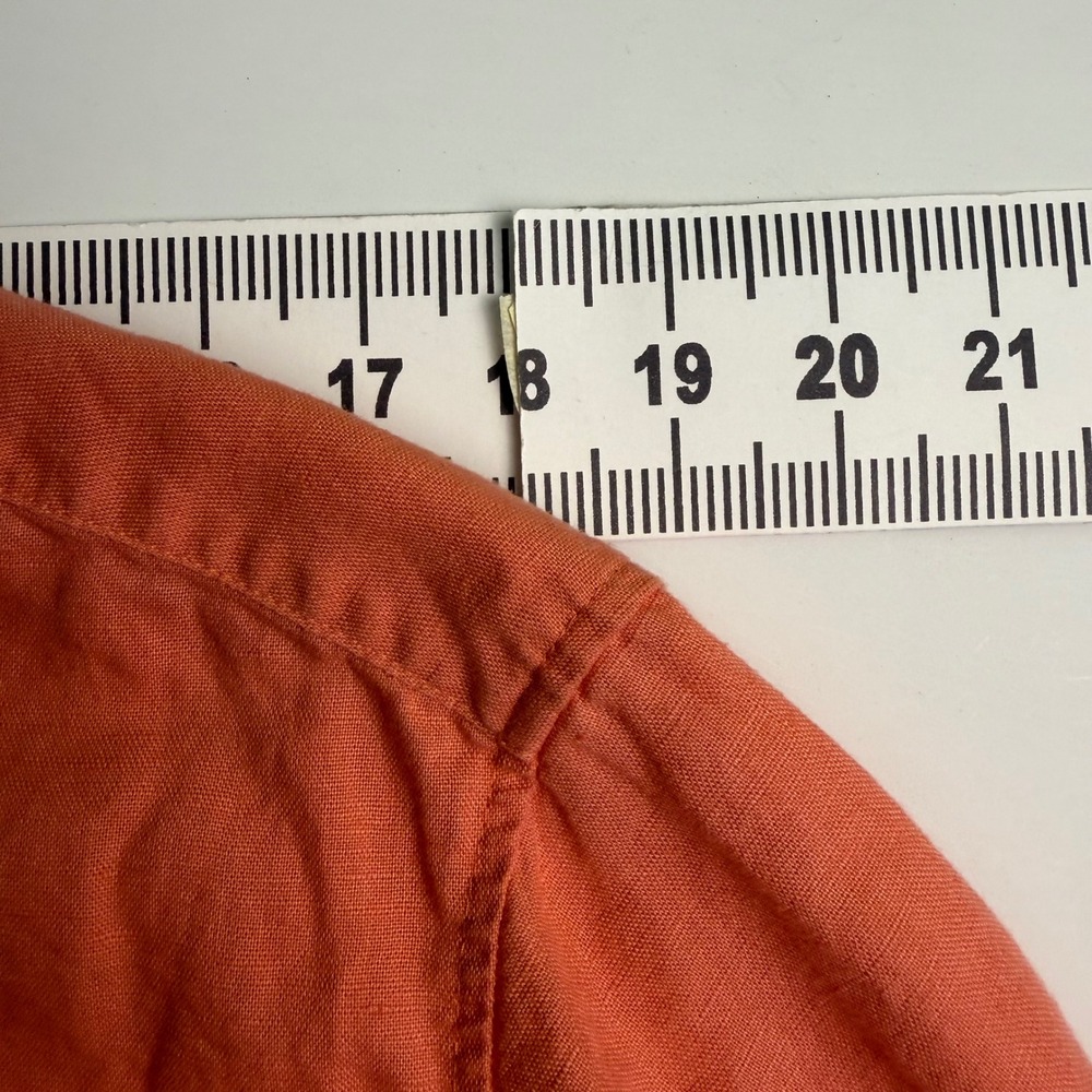 Talbots Womens L Shirt Linen Cotton Blend Coral Button Up Roll Tab Long Sleeve - Picture 6 of 11